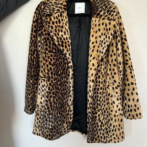 Mango faux fur cheetah print coat in Size S